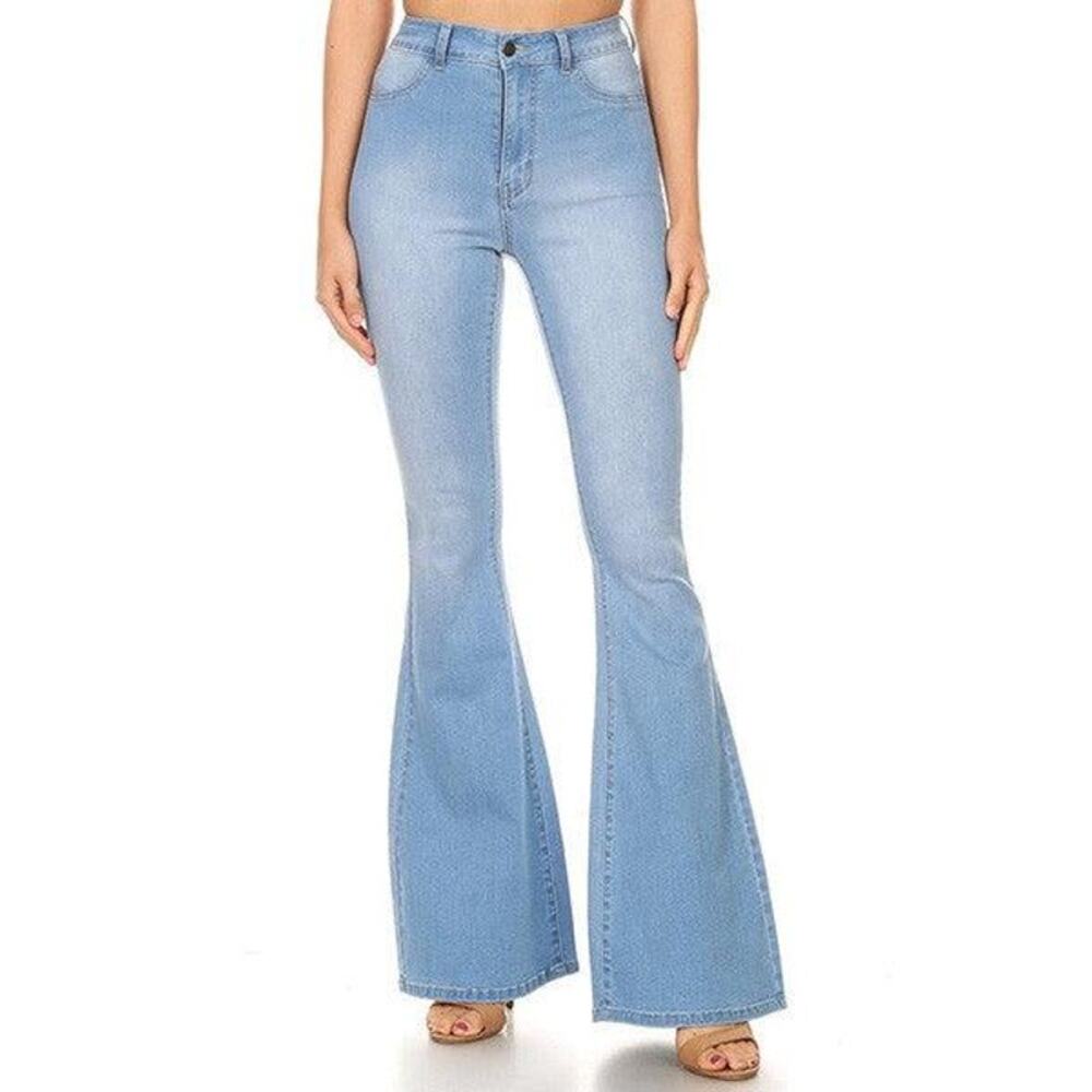 JC & JQ Bell Bottom Flare Stretch Blue Jean Boho Western High Rise XL GP3316 761